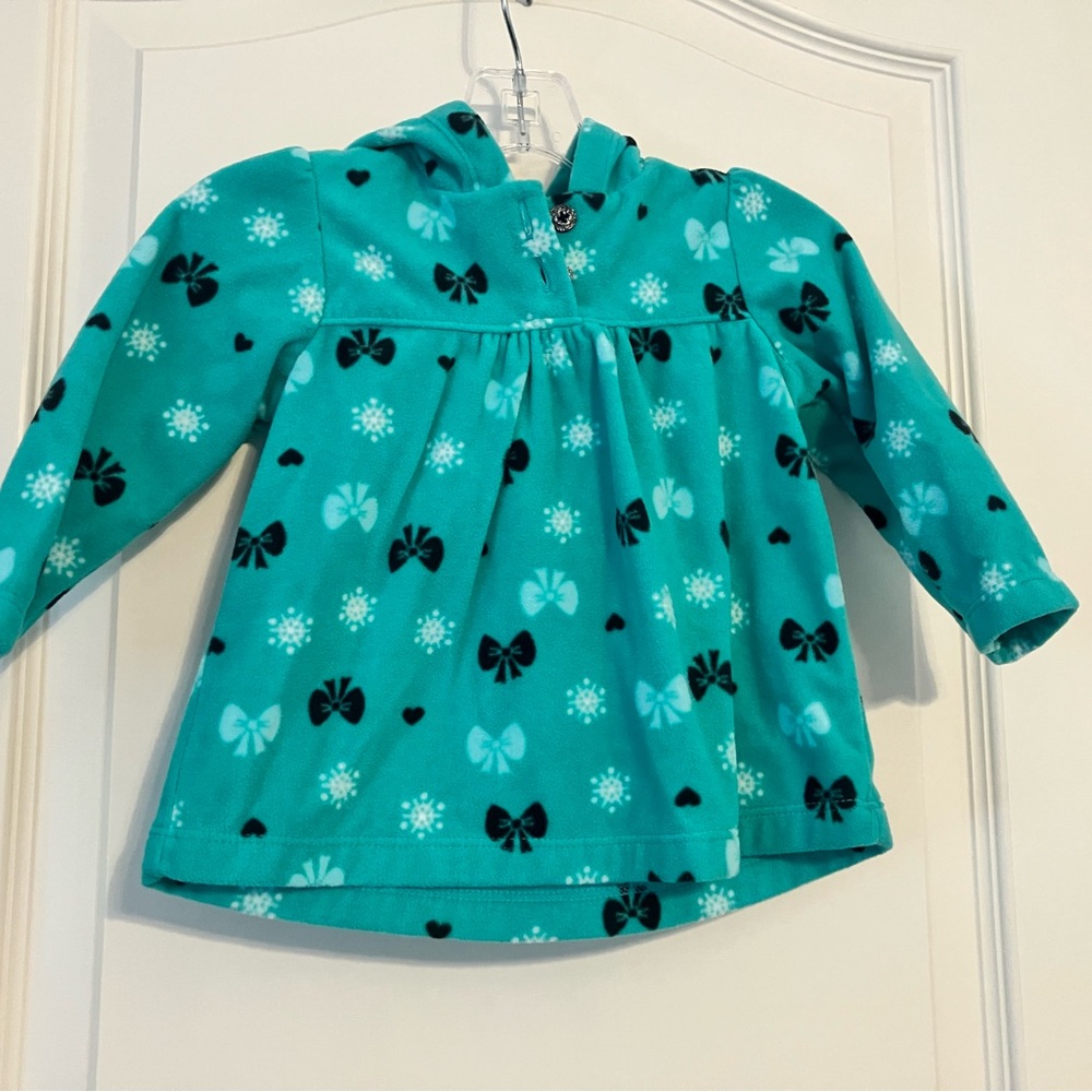 Child of Mine Teal Fleece Hoodie with Snowflake and Bow Design